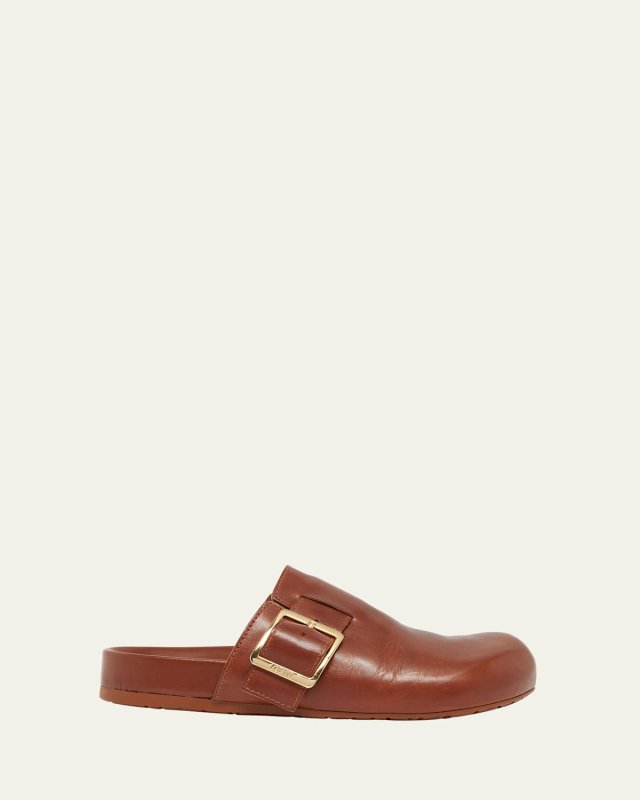Leather Buckle Mules